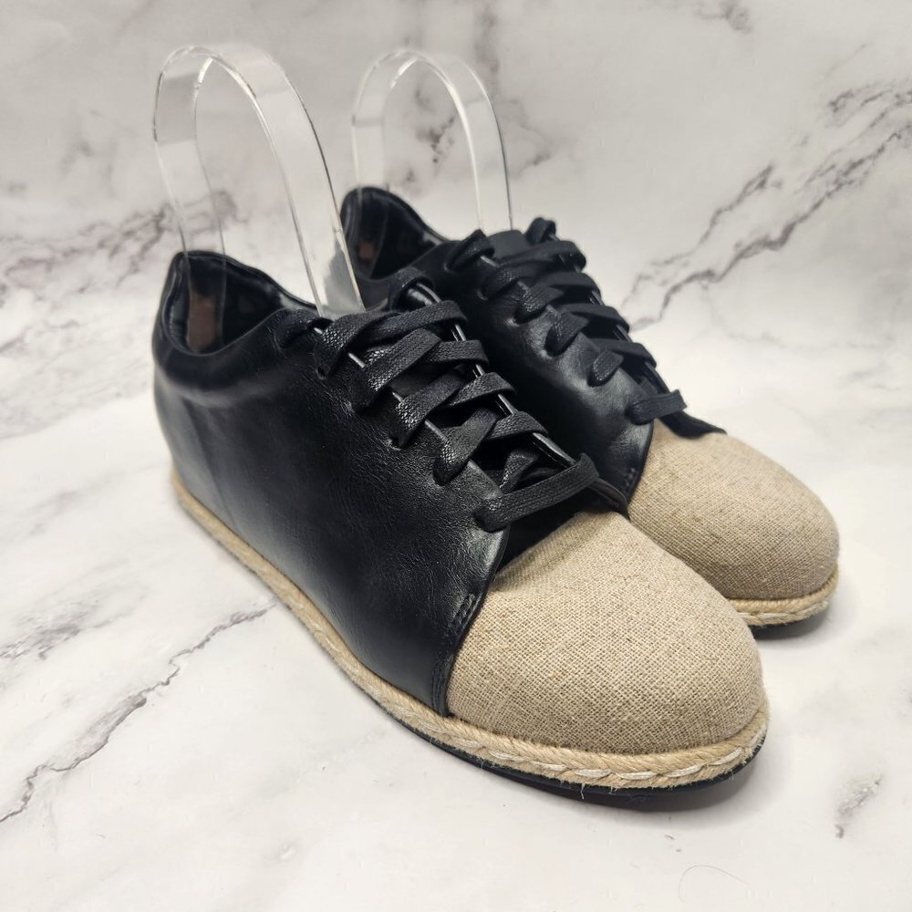 Matt & Nat Maia Espadrilles Black Vegan Leather Sneakers Casual Women's 7 (38)